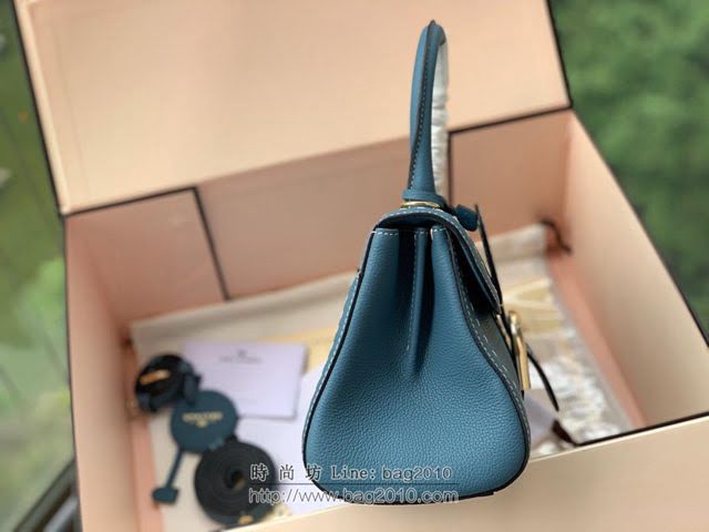 DELVAUX女包 春夏新色 Birllant 手縫togo皮系列 德爾沃女手提包 手拎包 DS0028孔雀藍橫版 Delvaux單肩斜挎包  fcs1420